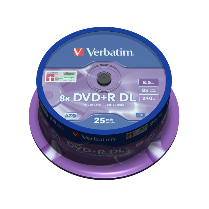Verbatim DVD+R Double Layer 8x Matt Silver 25pk Spindle 8,5 Go DVD+R DL 25 pièce(s)