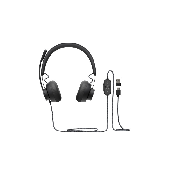 Logitech 981-000870 écouteur/casque Avec fil Arceau Appels/Musique USB Type-C Graphite