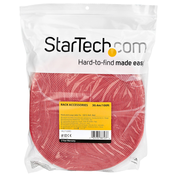 StarTech.com Ruban Auto Agrippant - Rouleau de 30,5 m pour Gestion de Câbles - Ruban Auto-Agrippant - Attaches Câble Ajustabl