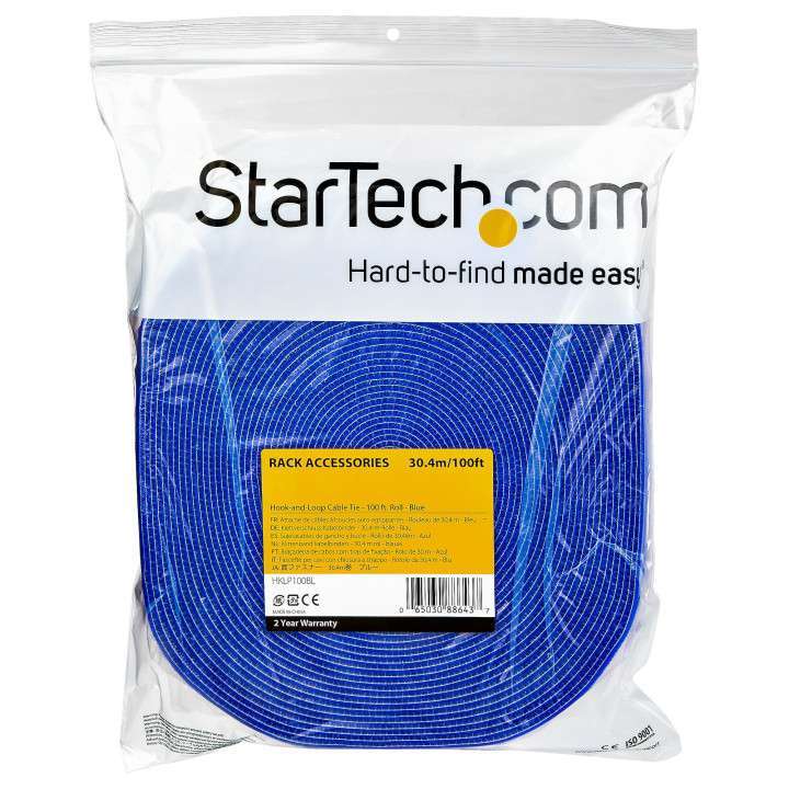 StarTech.com Ruban Auto Agrippant - Rouleau de 30,5 m pour Gestion de Câbles - Ruban Auto-Agrippant - Attaches Câble Ajustabl