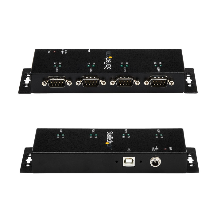 StarTech.com Hub adaptateur USB vers série DB9 RS232 4 ports – Montage sur rail DIN industriel et mural