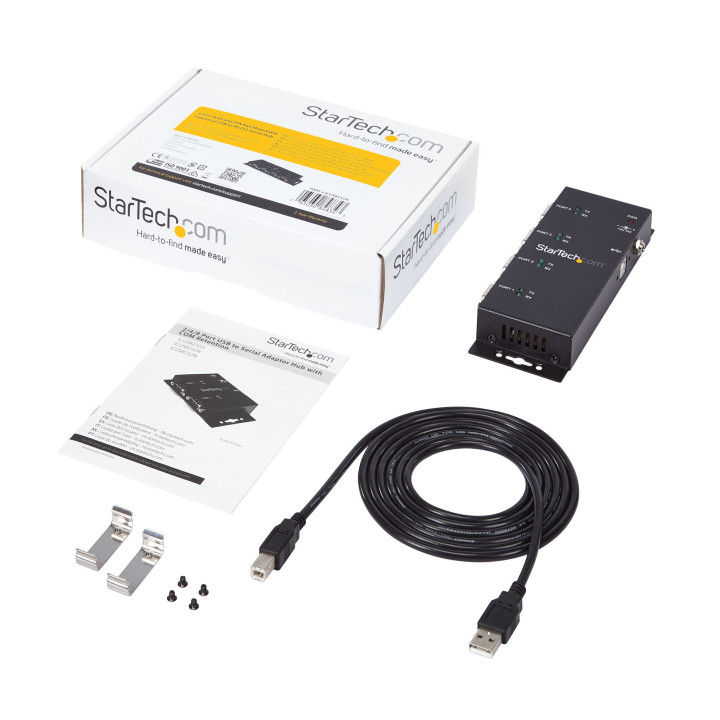 StarTech.com Hub adaptateur USB vers série DB9 RS232 4 ports – Montage sur rail DIN industriel et mural