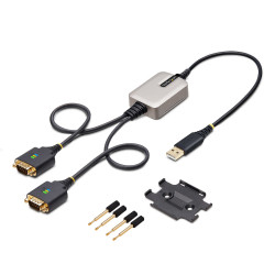 StarTech.com Adaptateur USB vers Série de 2 Ports de 60cm, Vis/Écrous DB9 Interchangeables, COM Rétention, Câble Convertiss