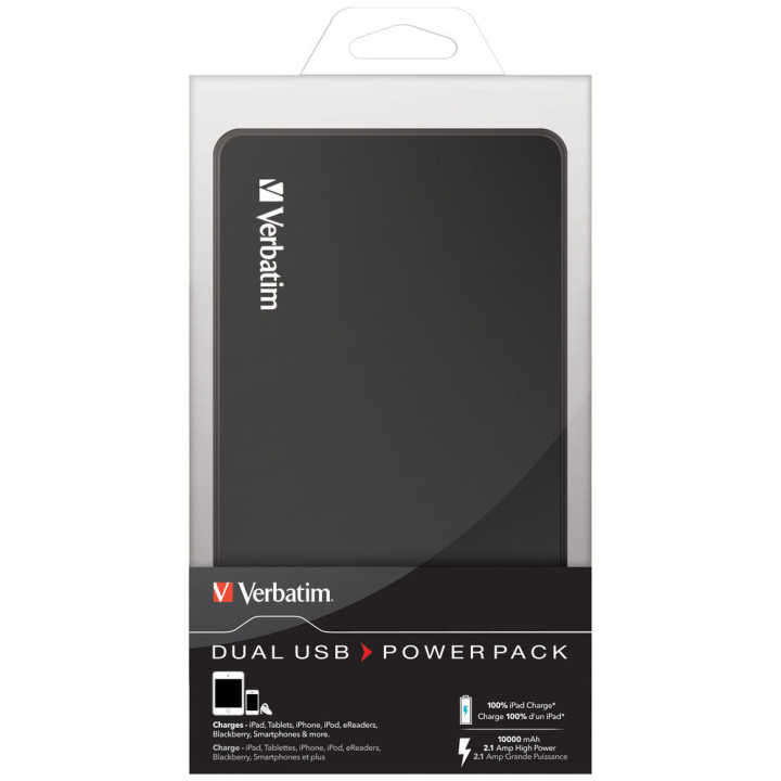 Verbatim Portable Power Pack 10000 mAh Lithium Polymère (LiPo) Noir