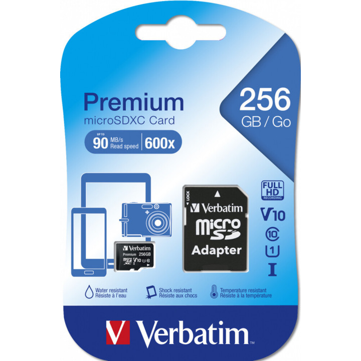 Verbatim Premium U1 256 Go MicroSDXC UHS-I Classe 10