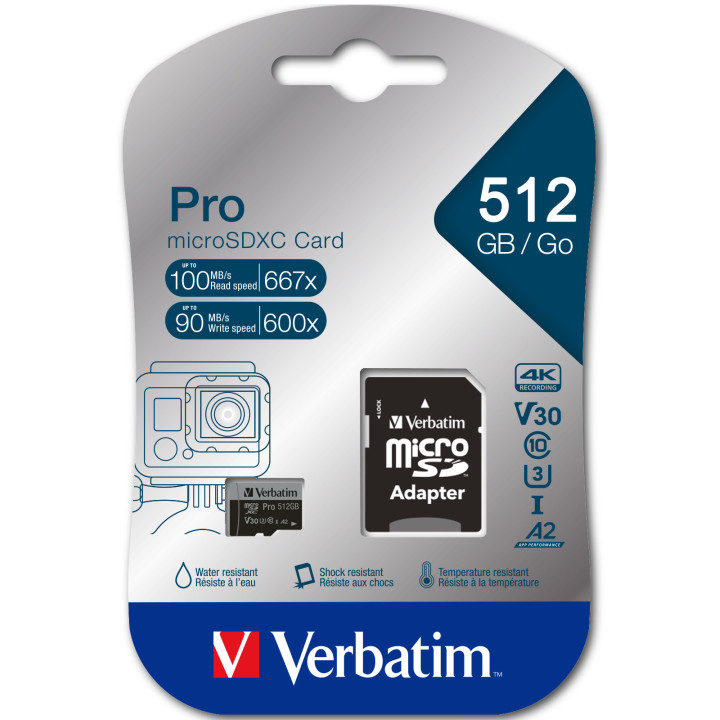 Verbatim 47046 mémoire flash 512 Go MicroSDXC UHS-I Classe 10