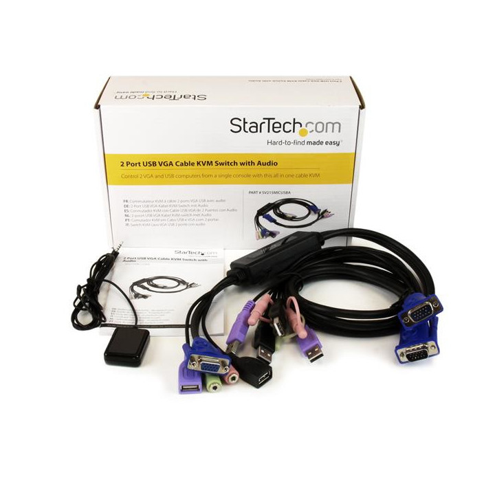 StarTech.com Câble Commutateur KVM 2 Ports VGA, USB et Audio - Switch KVM - 2048x1536