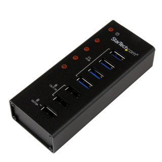 StarTech.com Hub USB 3.0 (5Gbps) Alimenté de 4 ports avec Station de Recharge de 3 ports USB (2 x 1A, 1 x 2A) - Fixation Mural