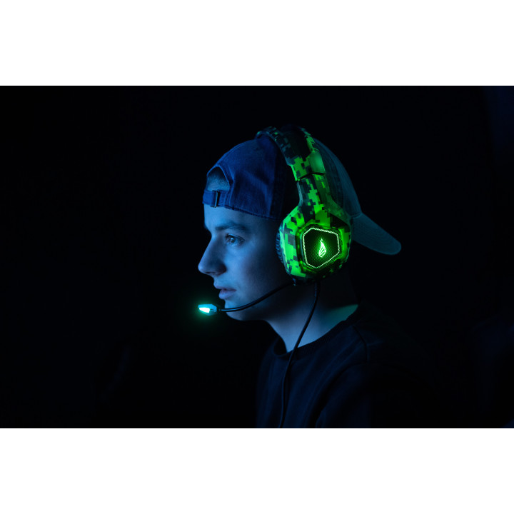 SureFire Skirmish Casque Avec fil Arceau Jouer USB Type-A Noir, Camouflage, Vert