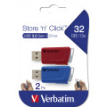 Verbatim Clés USB Store 'n' Click 2 x 32 Go Rouge / Bleu