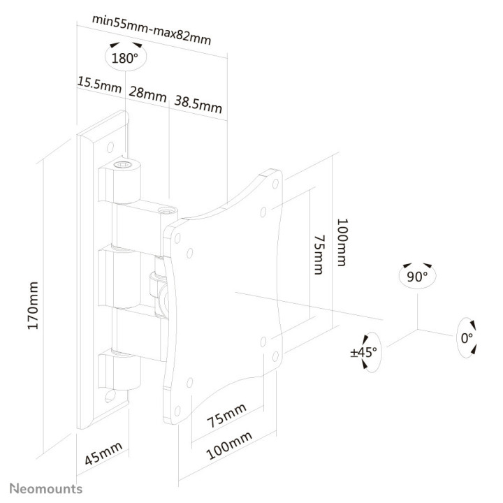 Neomounts FPMA-W810 Support d'écran mural 10-27" - orientable