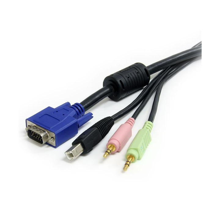 StarTech.com 10 ft 4-in-1 USB, VGA, Audio, and Microphone KVM Switch Cable câble kvm Noir 3,05 m