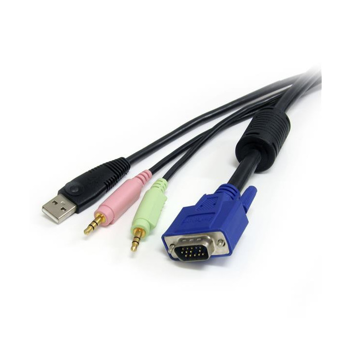 StarTech.com 10 ft 4-in-1 USB, VGA, Audio, and Microphone KVM Switch Cable câble kvm Noir 3,05 m