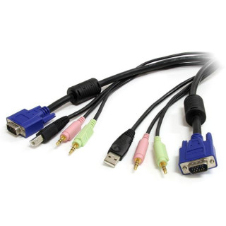 StarTech.com 10 ft 4-in-1 USB, VGA, Audio, and Microphone KVM Switch Cable câble kvm Noir 3,05 m