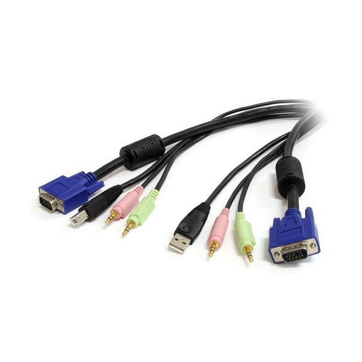 StarTech.com 10 ft 4-in-1 USB, VGA, Audio, and Microphone KVM Switch Cable câble kvm Noir 3,05 m