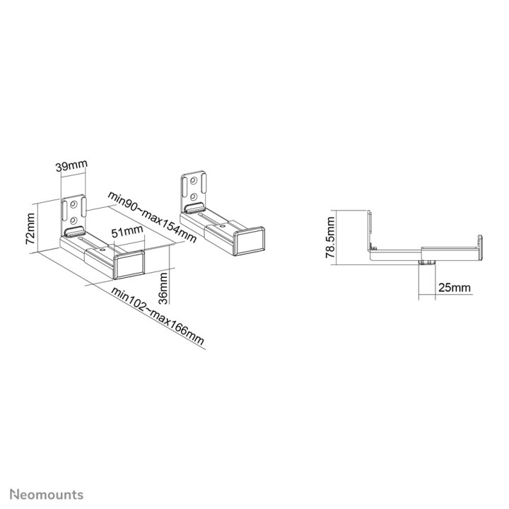 Neomounts AWL29-550BL1 Support mural pour vidéobar/barre de son - max 15 kg - universel