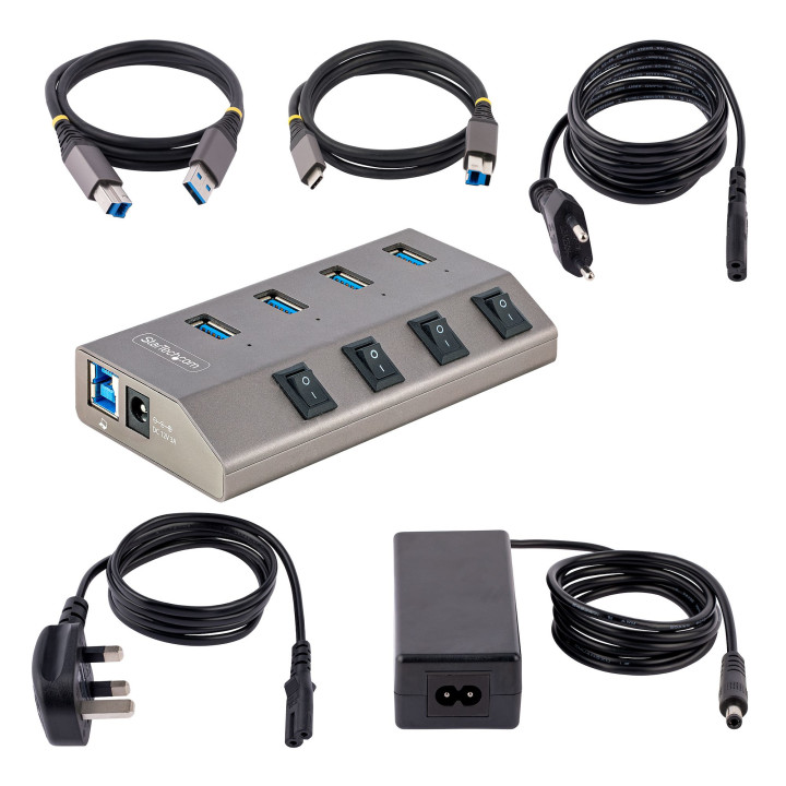 StarTech.com Hub USB-C avec Auto-Alimenté à 4 Ports - Hub USB Type C vers USB-A pour PC de Bureau/Portable - Hub USB 3.0 5Gbp