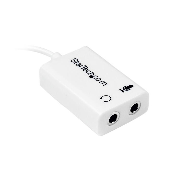 StarTech.com Adaptateur pour casque avec prises pour écouteur et microphone séparées - Mini-Jack 3,5mm 1x (M) 2x (F) - Blanc