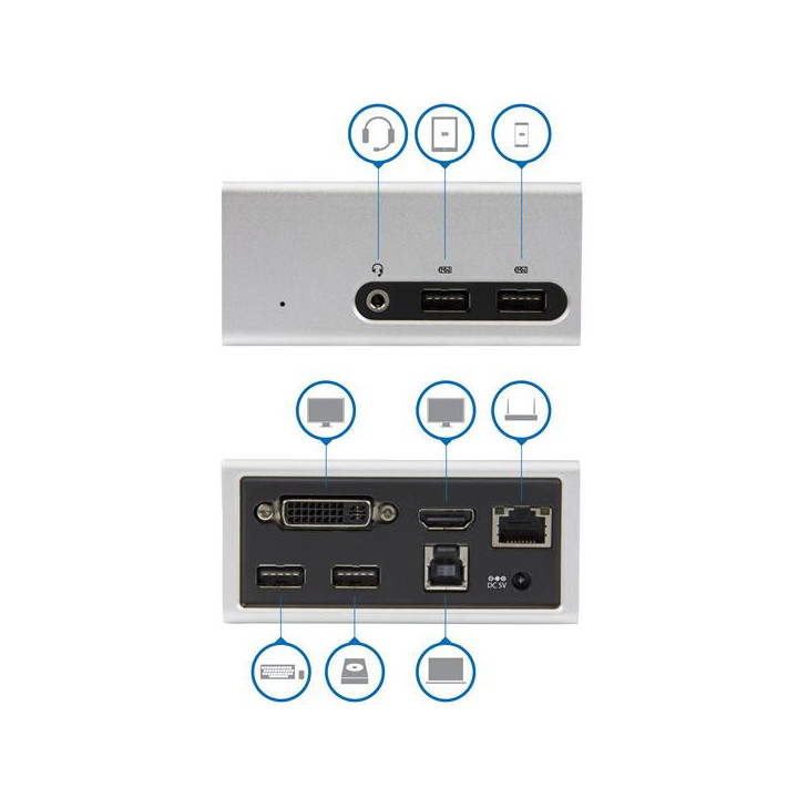 StarTech.com Station d'accueil USB 3.0 double affichage HDMI et DVI pour ordinateur portable - 4K