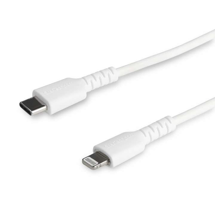 StarTech.com Câble USB-C vers Lightning Blanc Robuste 2m - Câble de Charge/Synchronistation USB Type C vers Lightning Fibre A