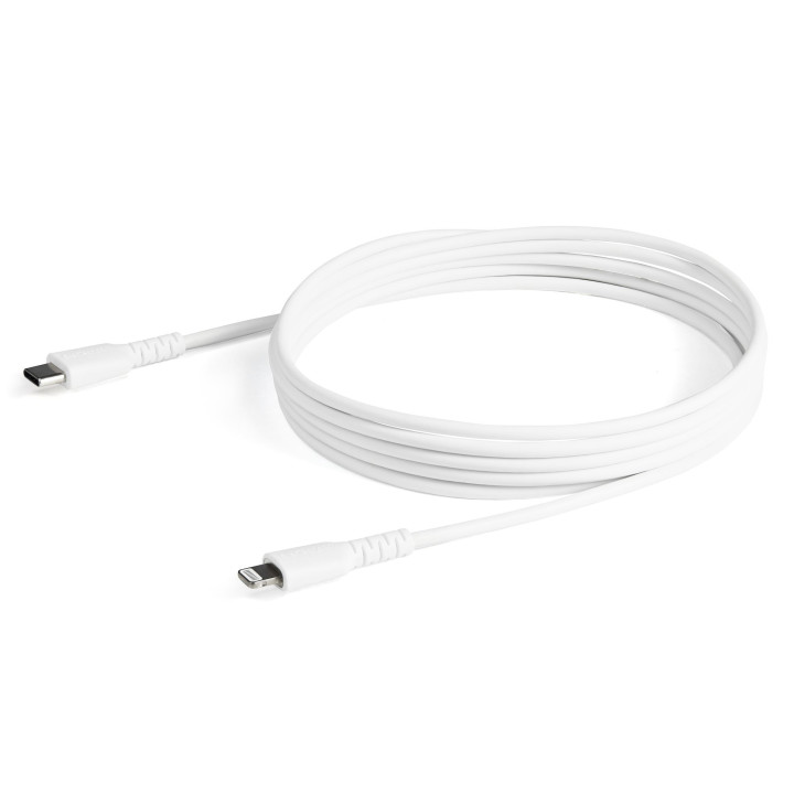 StarTech.com Câble USB-C vers Lightning Blanc Robuste 2m - Câble de Charge/Synchronistation USB Type C vers Lightning Fibre A