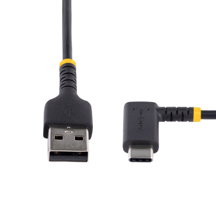 StarTech.com Câble de Charge Rapide USB-A vers USB-C de 30cm, Robuste, Coudé à Droite, Charge et Synchronisation, 3A, USB 2.