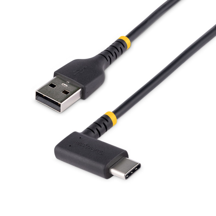 StarTech.com Câble de Charge Rapide USB-A vers USB-C de 30cm, Robuste, Coudé à Droite, Charge et Synchronisation, 3A, USB 2.