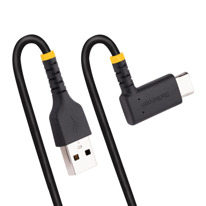 StarTech.com Câble de Charge Rapide USB-A vers USB-C de 30cm, Robuste, Coudé à Droite, Charge et Synchronisation, 3A, USB 2.