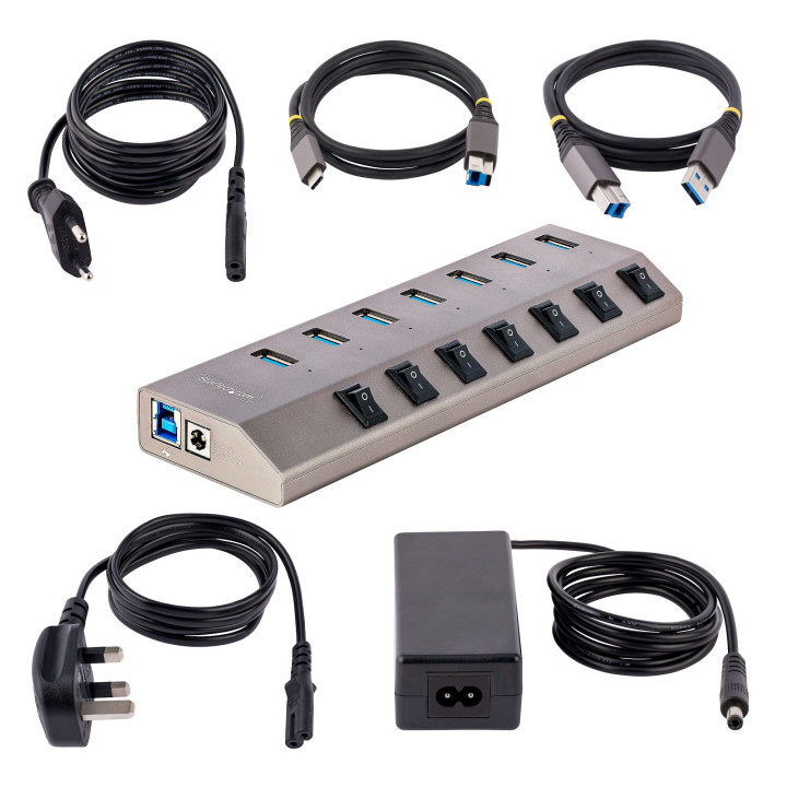 StarTech.com Hub USB-C avec Auto-Alimenté à 7 Ports - Hub USB Type C vers USB-A pour PC de Bureau/Portable - Hub USB 3.0 5Gbp