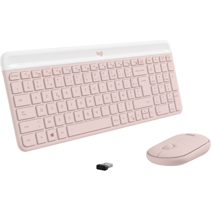 Logitech 920-011316 clavier Souris incluse Bureau RF sans fil AZERTY Français Rose