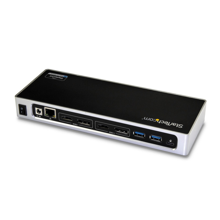 StarTech.com Station d'Accueil Double Écran 4K60Hz DisplayPort et HDMI - Dock USB-C et USB-A - Dock USB 3.0 pour PC Portables 