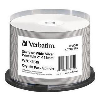 Verbatim 43645 DVD vierge 4,7 Go DVD-R 50 pièce(s)