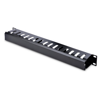 StarTech.com Panneau de Gestion de Câbles pour Rack 1U à Goulotte Horizontale avec Couvercle - Goulotte de Câbles pour Rack 