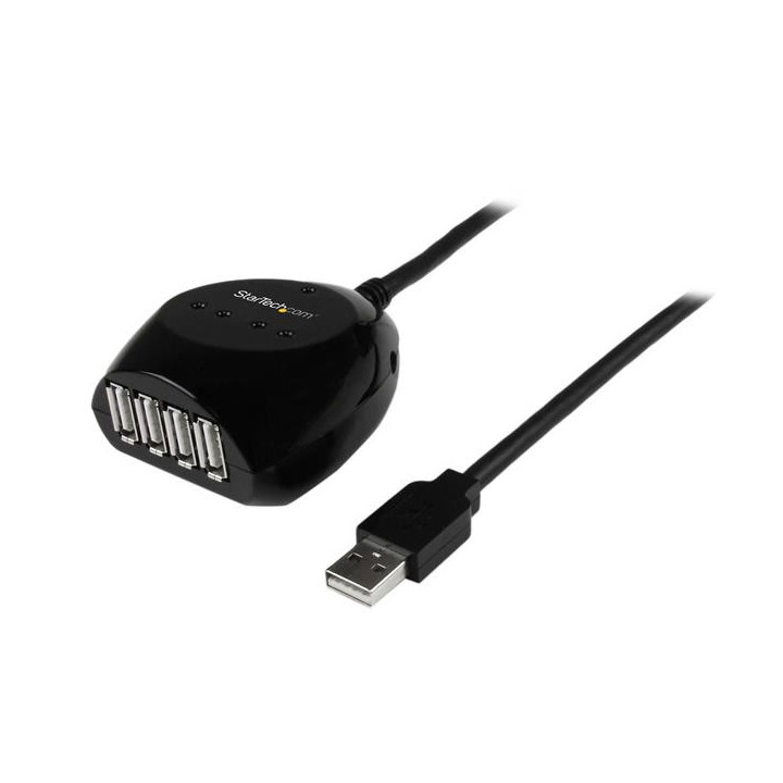 StarTech.com Câble USB 2.0 actif de 15m - Rallonge USB 2.0 avec hub à 4 ports - Noir