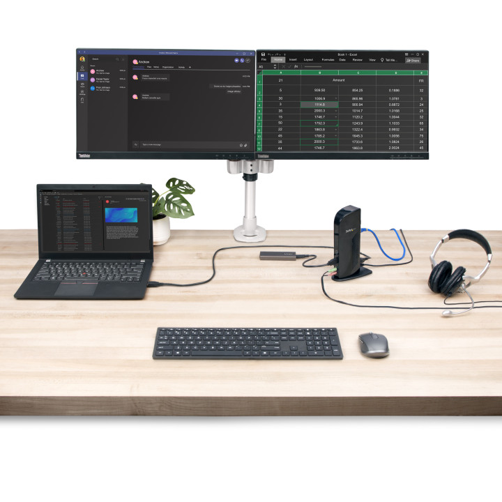 StarTech.com Station d'Accueil pour Ordinateur Portable USB 3.0 à Double Écran avec HDMI et DVI/VGA, Hub USB-A 6x, GbE, Audio