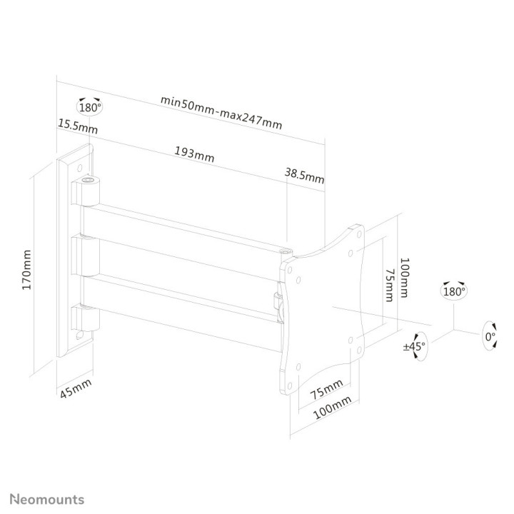 Neomounts FPMA-W820 Support d'écran mural 10-27" - orientable