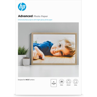HP Papier photo Advanced, brillant, 250 g/m2, A3 (297 x 420 mm), 20 feuilles