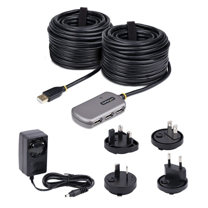 StarTech.com Hub USB d'Extension - Câble d'Extension USB 2.0 de 24m avec Concentrateur USB-A à 4 Ports, Câble Répéteur USB