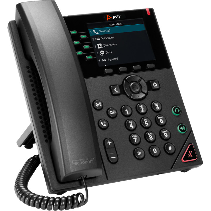 Poly Téléphone IP VVX 350 à 6 lignes et compatible PoE