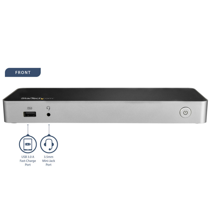 StarTech.com Station d'Accueil USB C - Double Écran HDMI & DisplayPort 4K 30Hz - Dock USB Type-C pour PC Portable 60W PD, SD, 