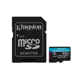 Kingston Technology Canvas Go! Plus Carte microSDXC Canvas Go Plus 170R A2 U3 V30 de 512 Go + ADP