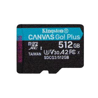 Kingston Technology Carte microSDXC Canvas Go Plus 170R A2 U3 V30 de 512 Go sans ADP