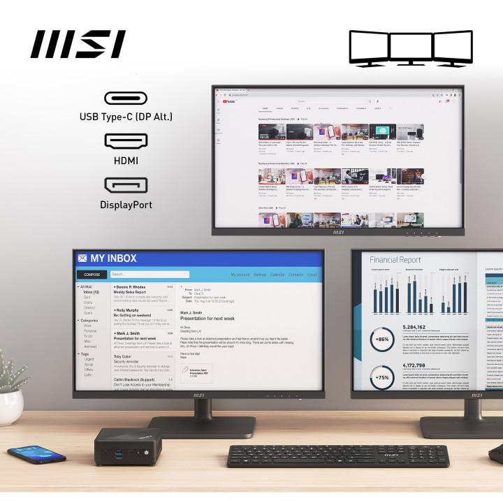 MSI Cubi N ADL-N100 BB 0.66L sized PC Noir Intel SoC 3,4 GHz