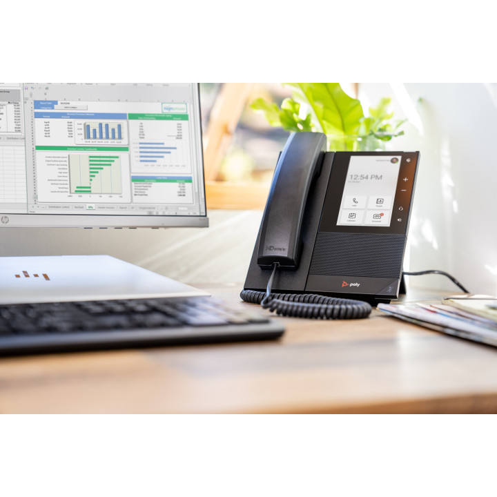 Poly Téléphone multimédia professionnel CCX 505 avec Open SIP et compatible PoE