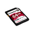 Kingston Technology 64GB Canvas React Plus SDXC UHS-II 300R/260W U3 V90 for Full HD/4K/8K