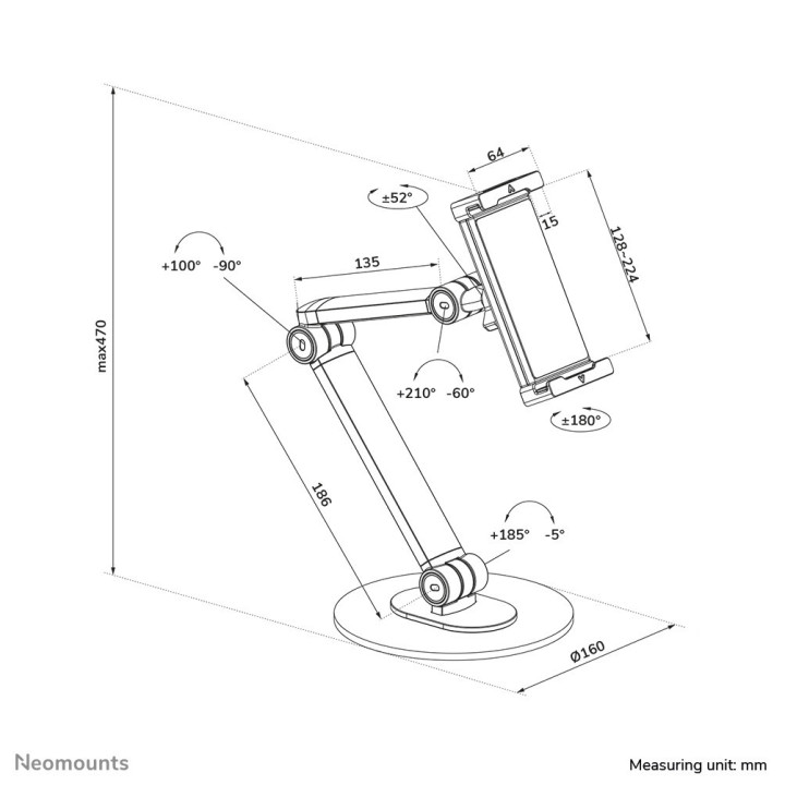 Neomounts DS15-550BL1 Support pour tablette 4.7-12.9" - universel