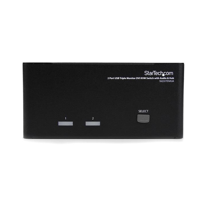 StarTech.com Switch Commutateur KVM USB 2 ports Sortie Vidéo DVI, Audio HUB USB 2.0 3 Écrans - 2 PC