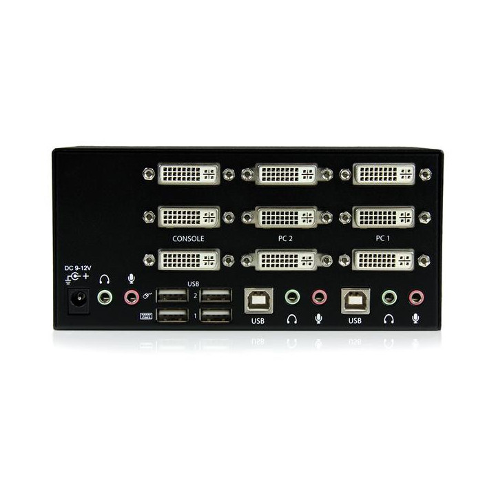 StarTech.com Switch Commutateur KVM USB 2 ports Sortie Vidéo DVI, Audio HUB USB 2.0 3 Écrans - 2 PC
