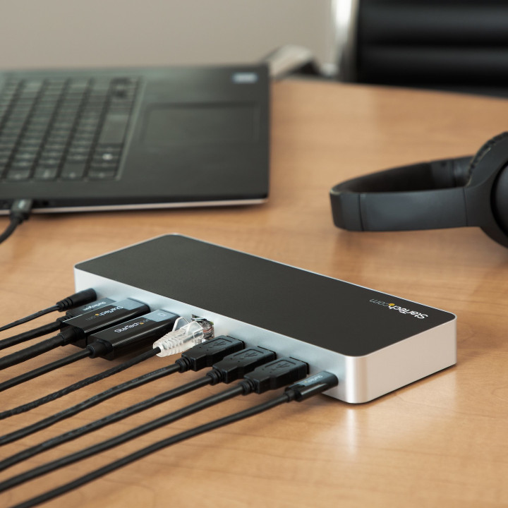 StarTech.com Station d'Accueil USB C Double Écran avec PD 60W pour PC Portables Windows - Dock USB C vers HDMI / DVI - Dock US