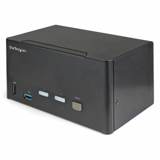 StarTech.com Commutateur KVM DisplayPort 2 Ports pour 3 Moniteurs - 4K 60Hz UHD HDR - KVM de Bureau DP 1.2 avec Hub USB 3.0 2 p